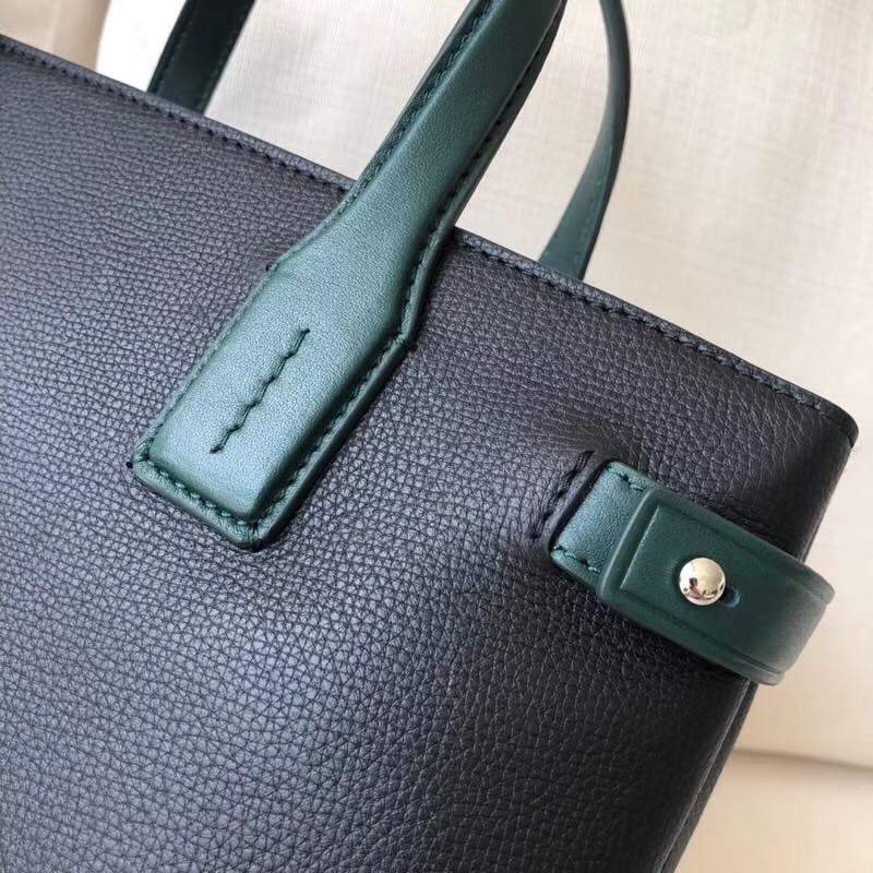 40759491 巴寶莉 The Banner 中號 雙色皮革 班納手袋 黑配綠