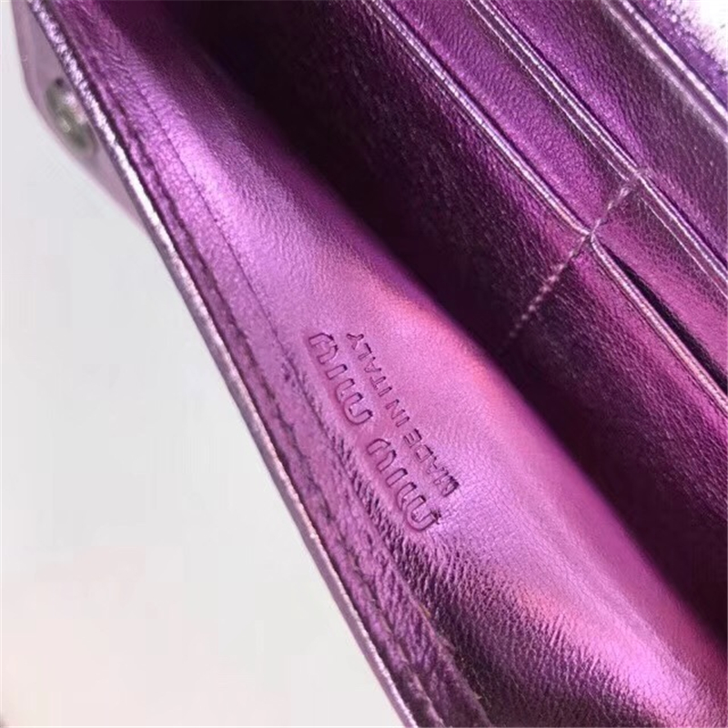 5ZH029 MIUMIU 專柜新款 手工珠刺繡 亮片鏈條小包 紫色