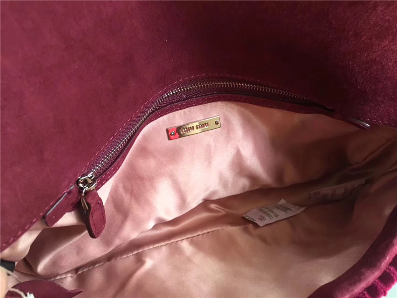 5BD233 MIUMIU繆繆 專柜新款 天鵝絨 仿水晶鉆石 鏈條包 棗紅