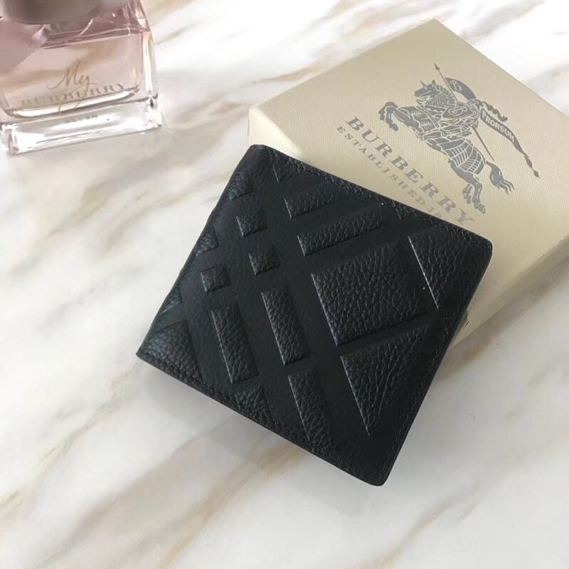 Burberry錢包 巴寶莉錢夾 巴寶莉短款錢包 巴寶莉牛皮手包 黑色