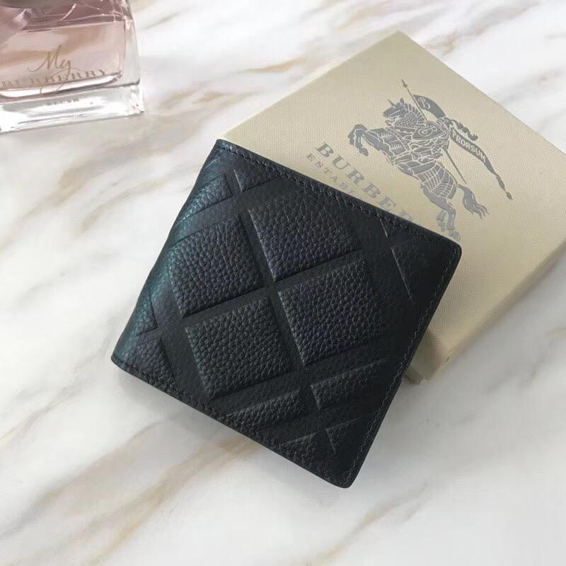 Burberry錢包 巴寶莉錢夾 巴寶莉短款錢包 巴寶莉牛皮手包 黑色