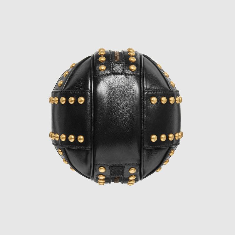 547855 Gucci 新穎 籃球造型 迷你 圓鉚釘 手提購物袋 黑色