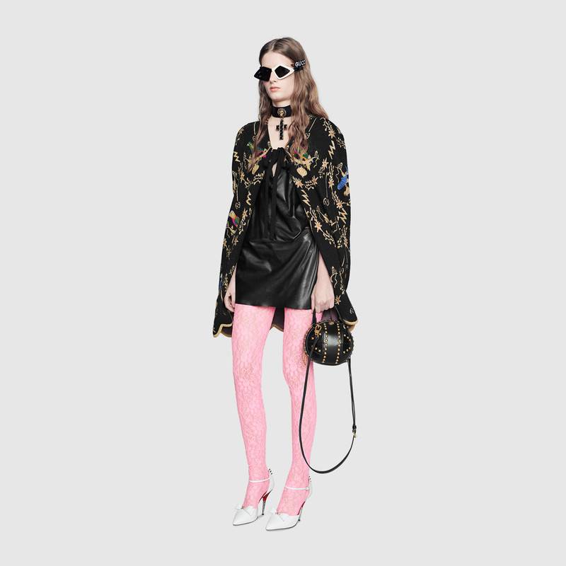 547855 Gucci 新穎 籃球造型 迷你 圓鉚釘 手提購物袋 黑色