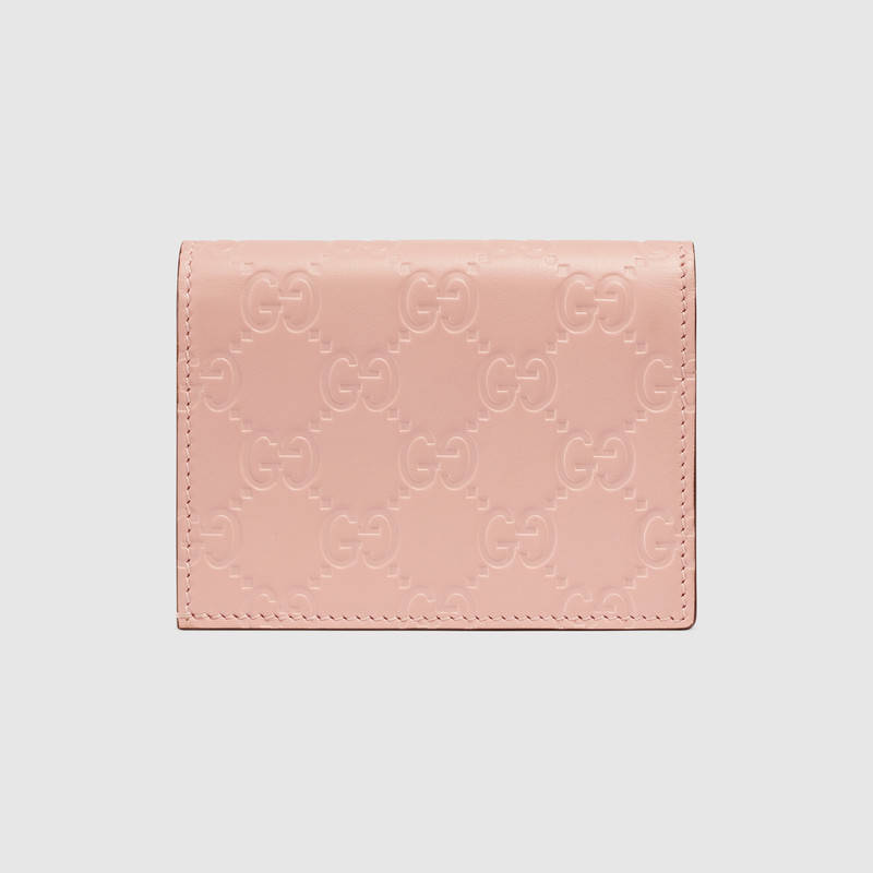 548057 Gucci Signature系列 壓印皮革 貓頭圖案 古馳卡包 粉色