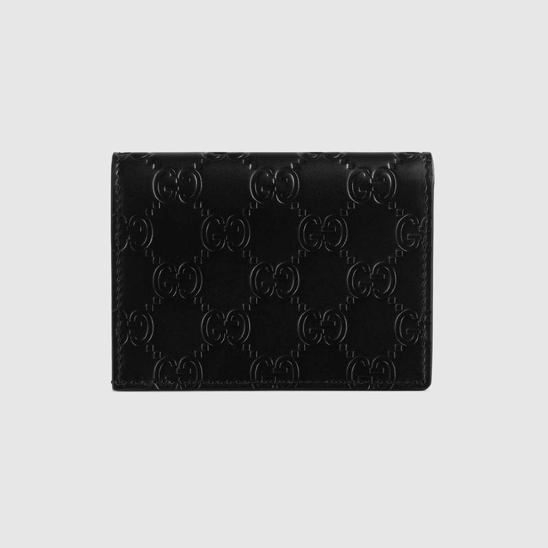 548057 Gucci Signature系列 壓印皮革 貓頭圖案 古馳卡包 黑色