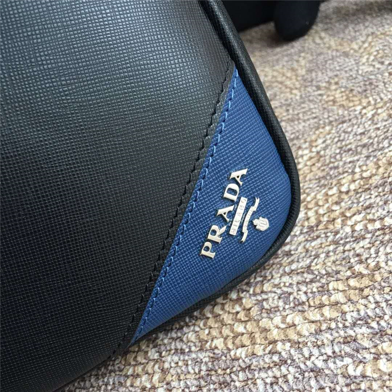 2VE368 Prada普拉達男包 Prada公文包 普拉達十字紋電腦包 藍角嘜