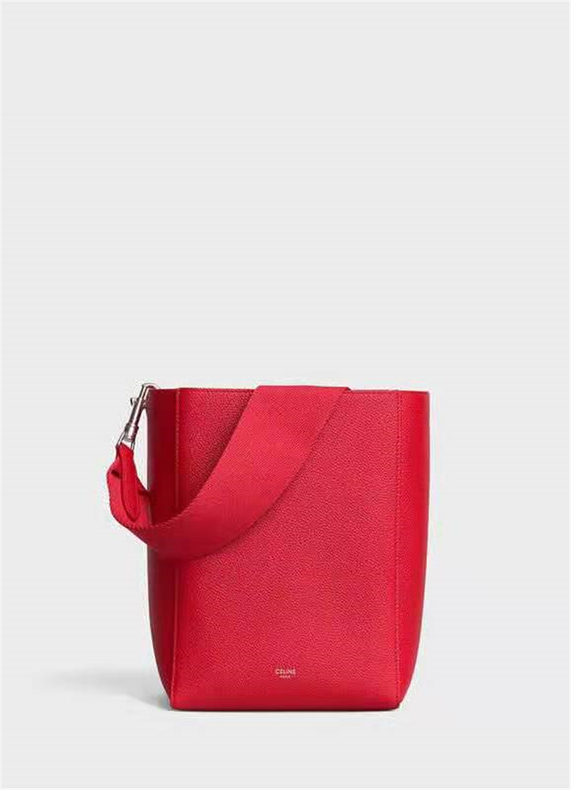 189303 Celine手袋 SANGLE BUCKET 小號 粒面小牛皮 Celine水桶包 紅色