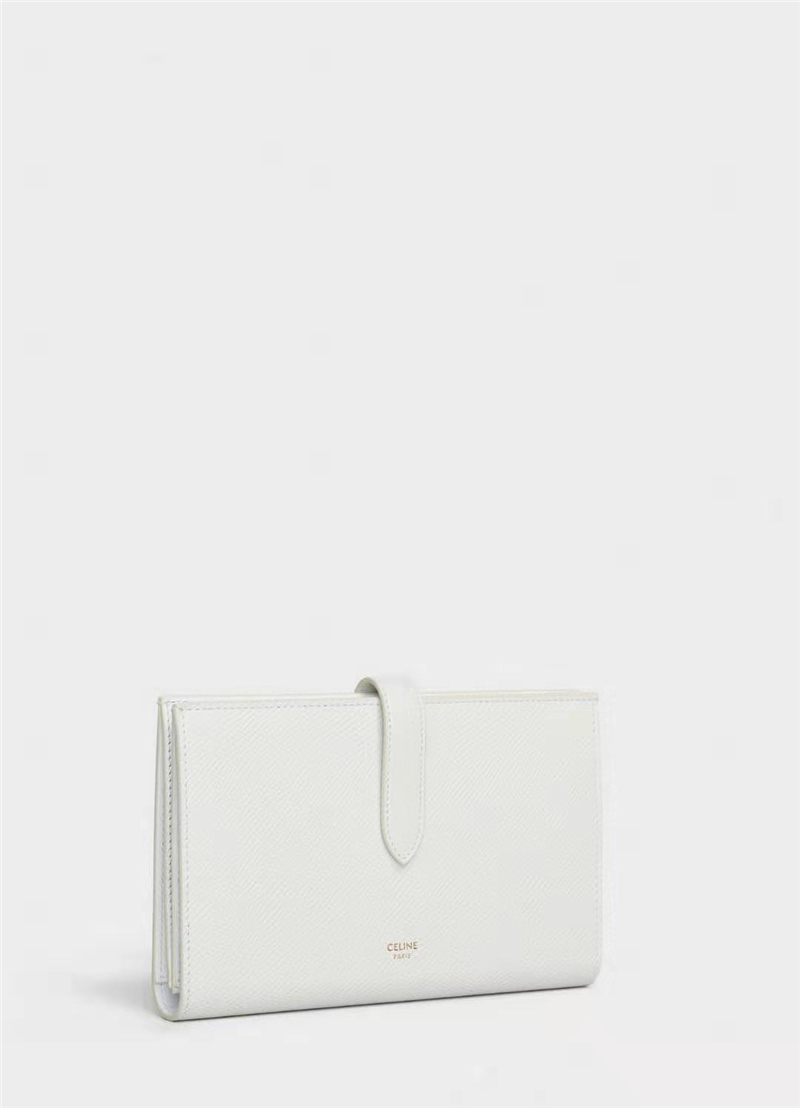 10B633 Celine賽琳 Strap 粒面小牛皮 大號錢夾 Celine錢包 白色