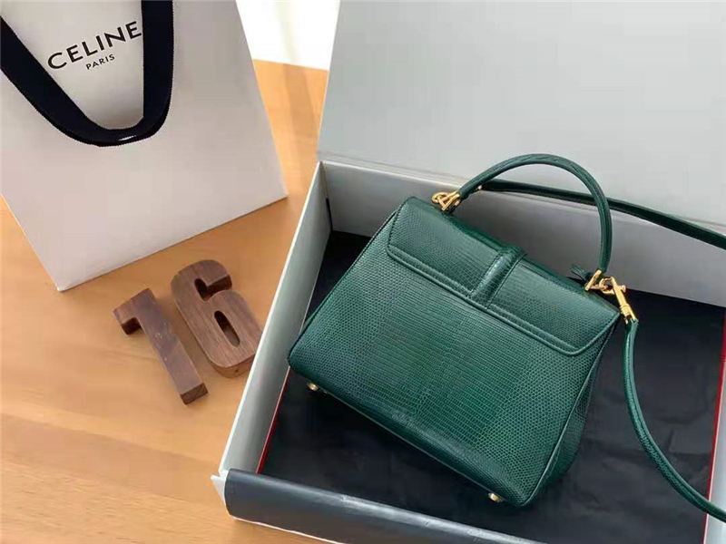 188004 Celine賽琳 19新款 女士小號 蜥蜴皮 Celine單肩手提包 祖母綠